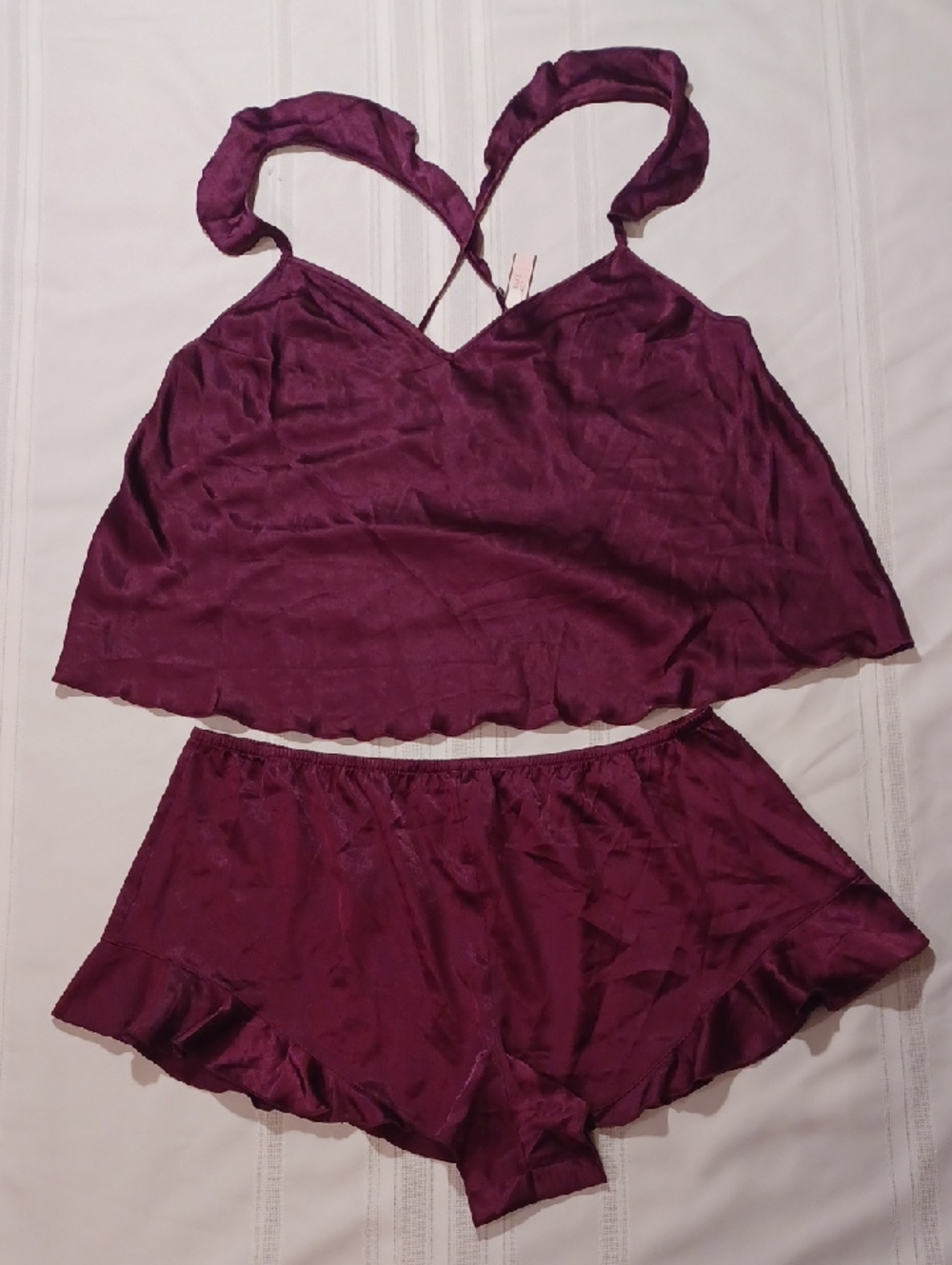 NWT Victorias Secrrt Silky Plum Satin Cami & Short Set -